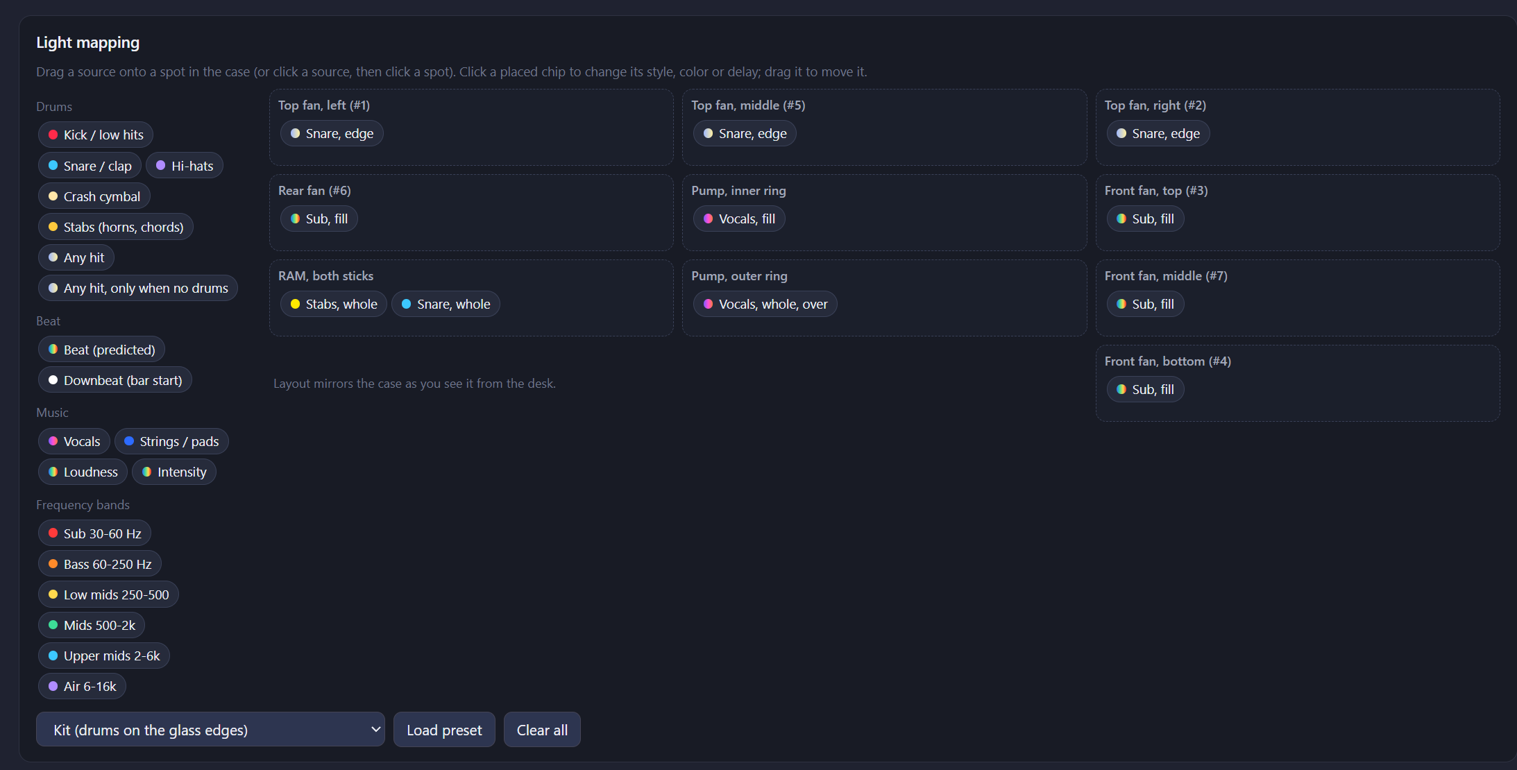 The drag-and-drop light mapping editor